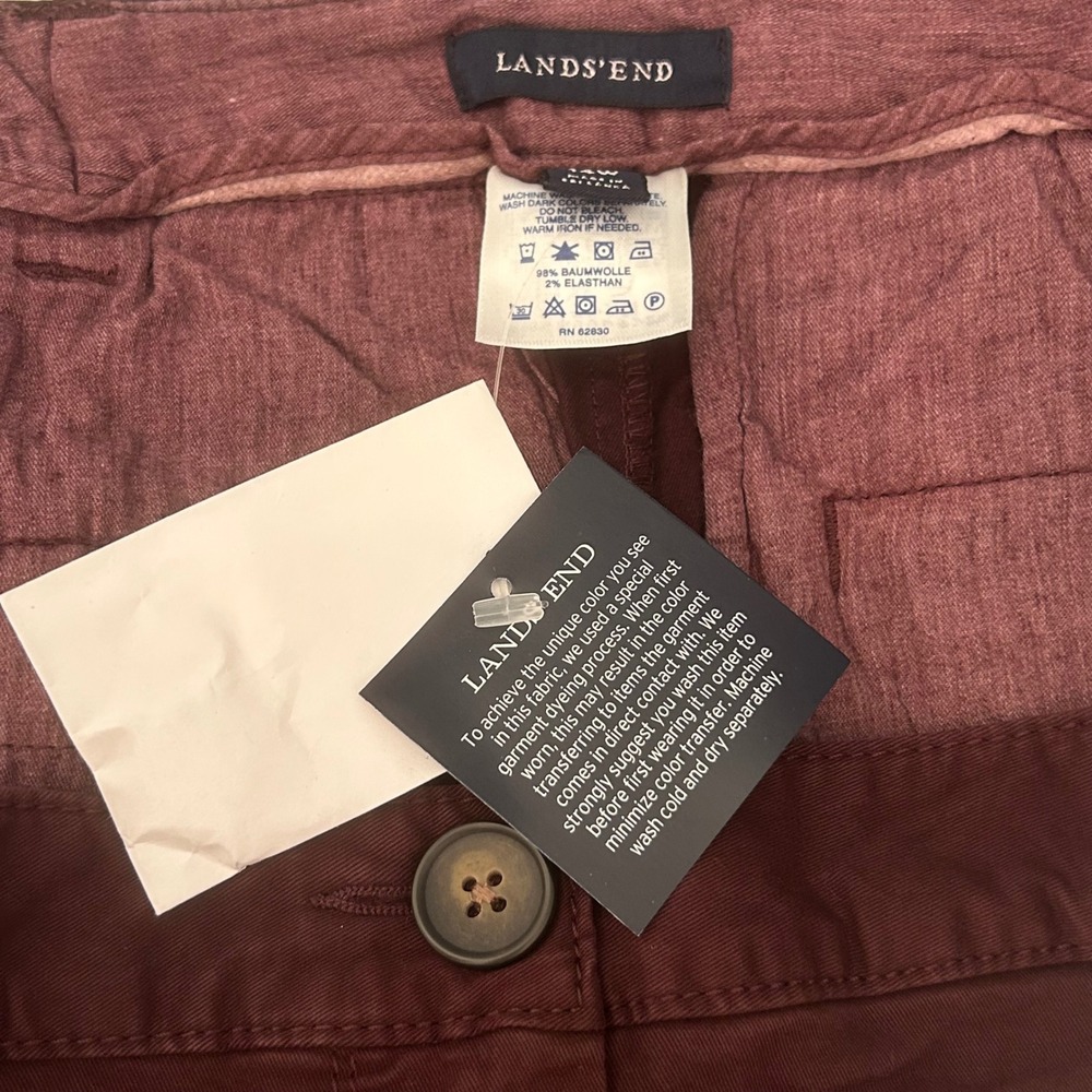 Lands End Deep Burgundy Stretch Chino Skirt 14W Maroon Purple‎ Knee Length - Picture 9 of 11